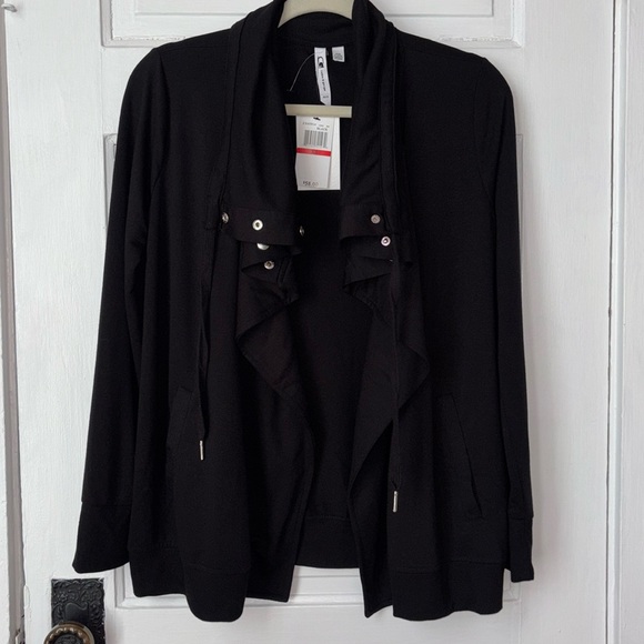 CABLE & GAUGE FUNNEL NECK OPEN FRONT JACKET - Picture 2 of 9